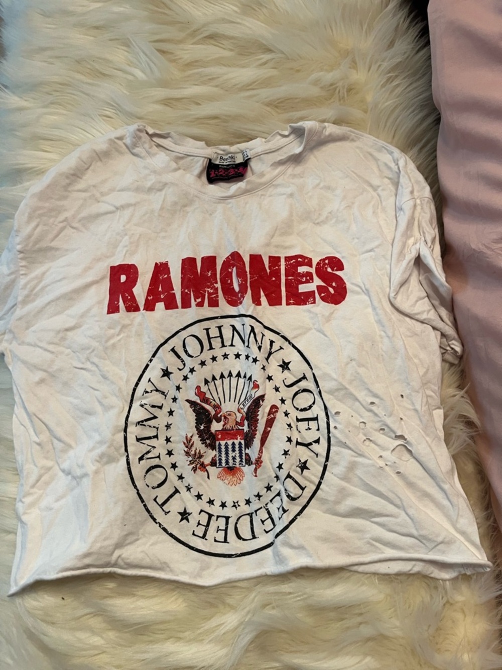 Bershka White T-Shirt with Red Print
